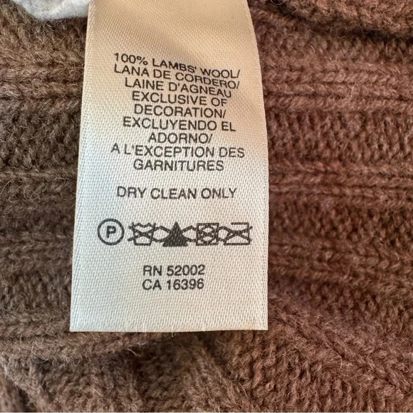 DKNYC Sweater Women size Small Vneck Brown And White 100% Wool casual career - Picture 4 of 6